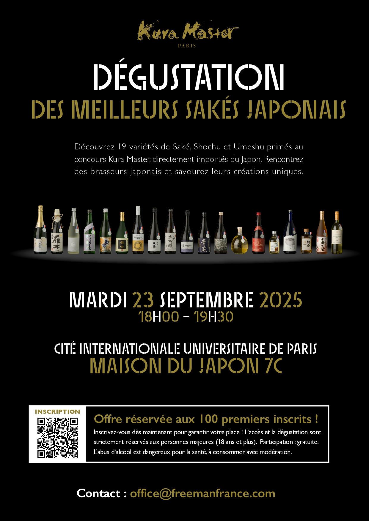 Dégustation de sakéMardi 23 septembre 2025 18h-19h30
